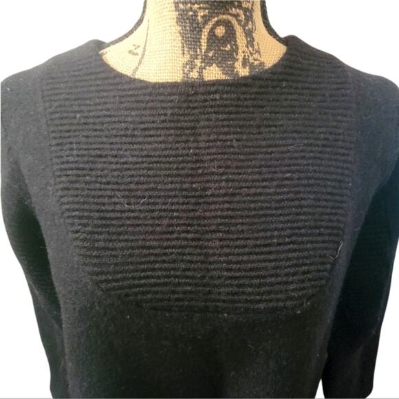 Medium COS 100% wool black long sleeve shift dress with ribbed detail - Picture 2 of 6